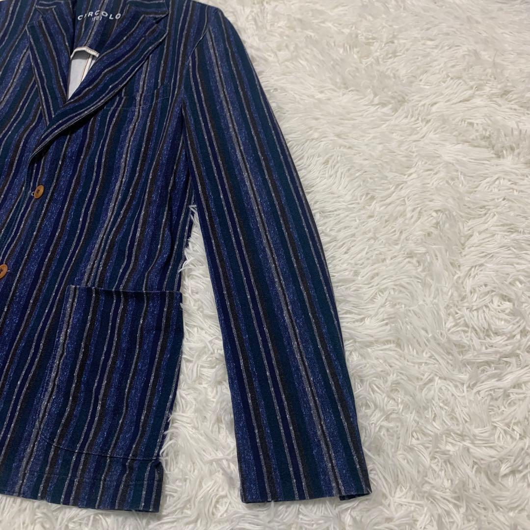 【美品】CIRCOLO チルコロ ジャージージャケット ストライプ L