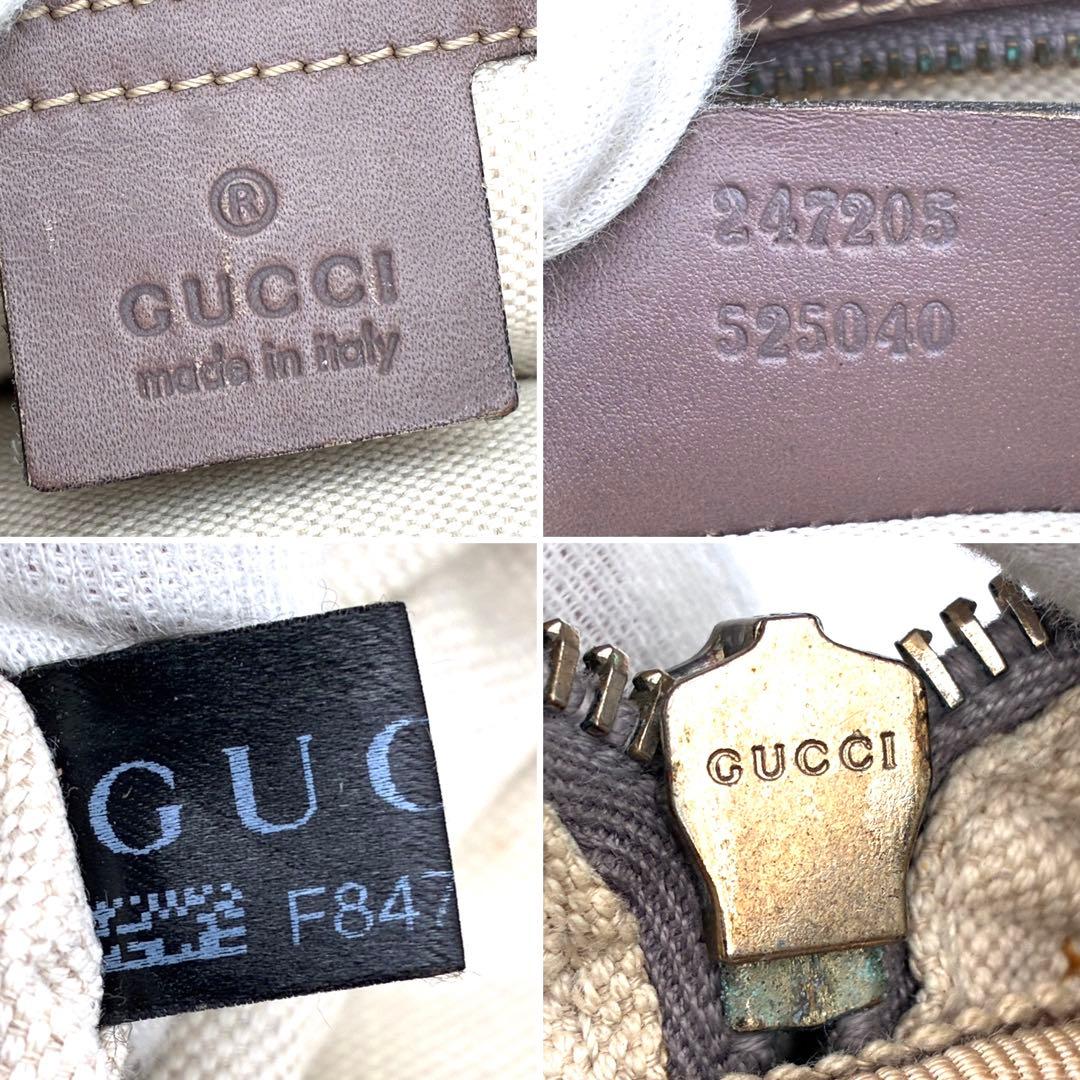 外観美品 グッチ ミニボストン シェリーライン GG キャンバス レザー ロゴ