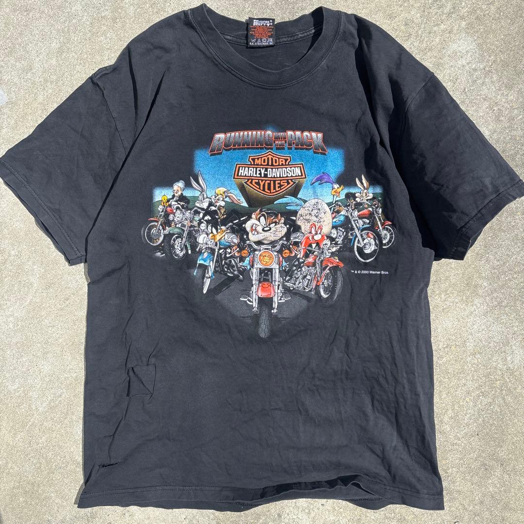 し*ん様 00s ルーニーテューンズ！ハーレーダビッドソン！Tシャツ ヴィンテー