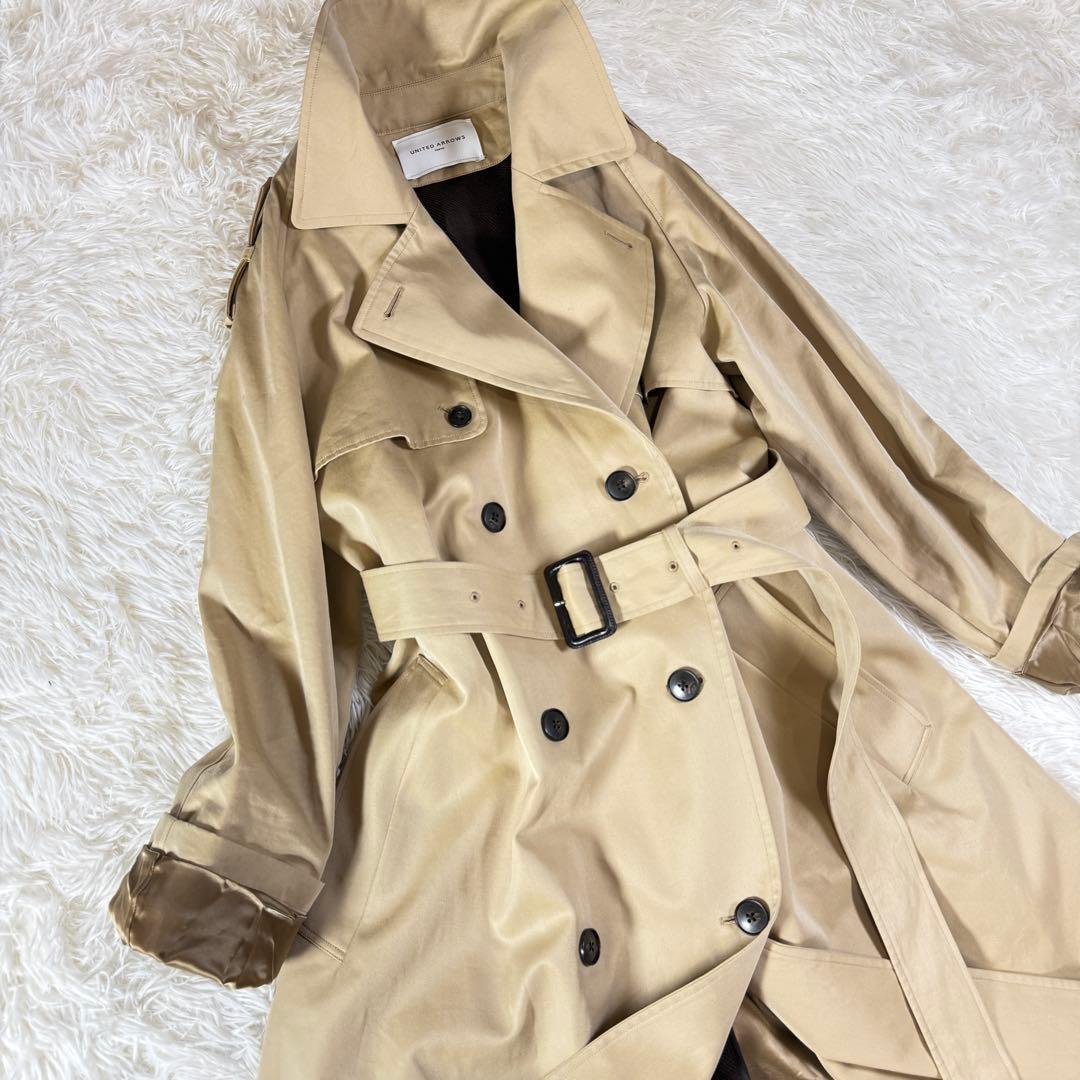 美品 ユナイテッドアローズ ライナー付 ロングトレンチ 36 上質 定番