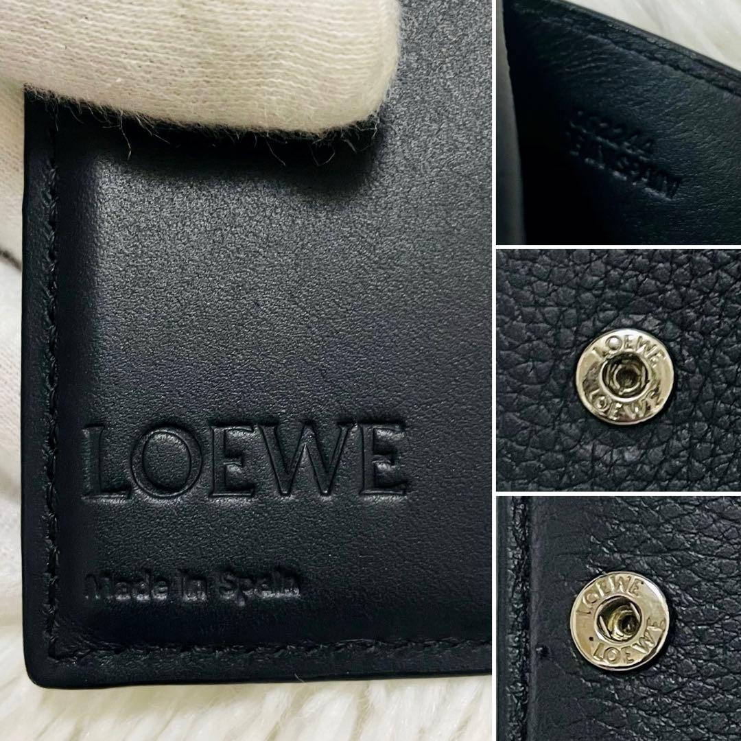 極美✨付属完備✨ロエベ 三つ折り財布 トライフォールド レザー ブラック 現行