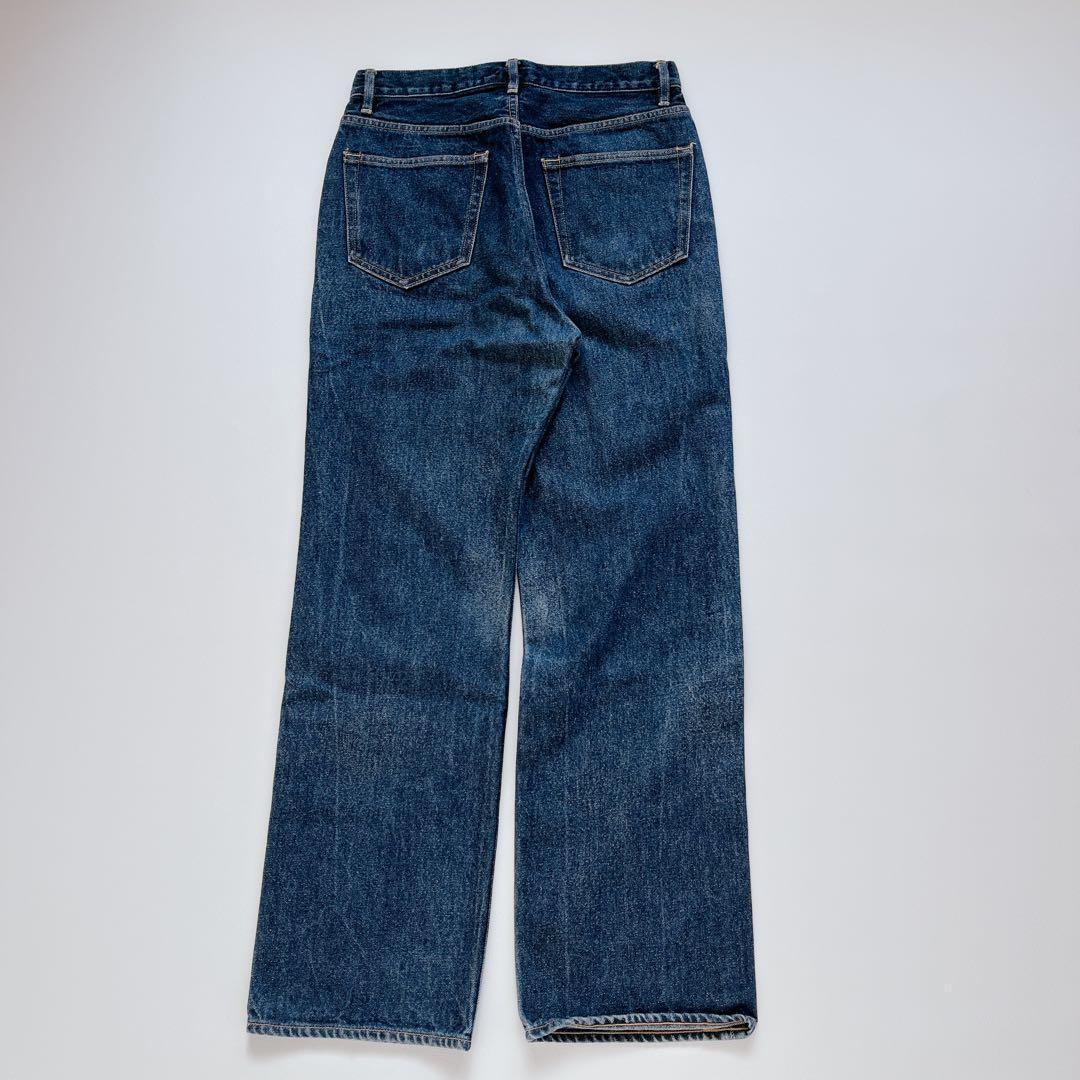 美品＊オーラリー　ハードツイストデニム5Pパンツ　27　濃紺　日本製
