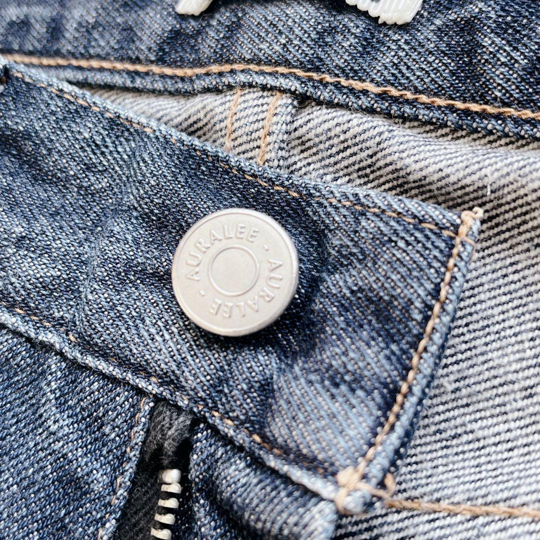 美品＊オーラリー　ハードツイストデニム5Pパンツ　27　濃紺　日本製