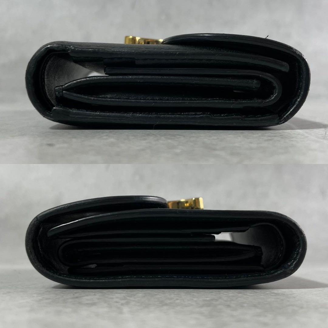 【美品】セリーヌ 三つ折り 財布 トリオンフ レザー 本革 ブラック 黒色