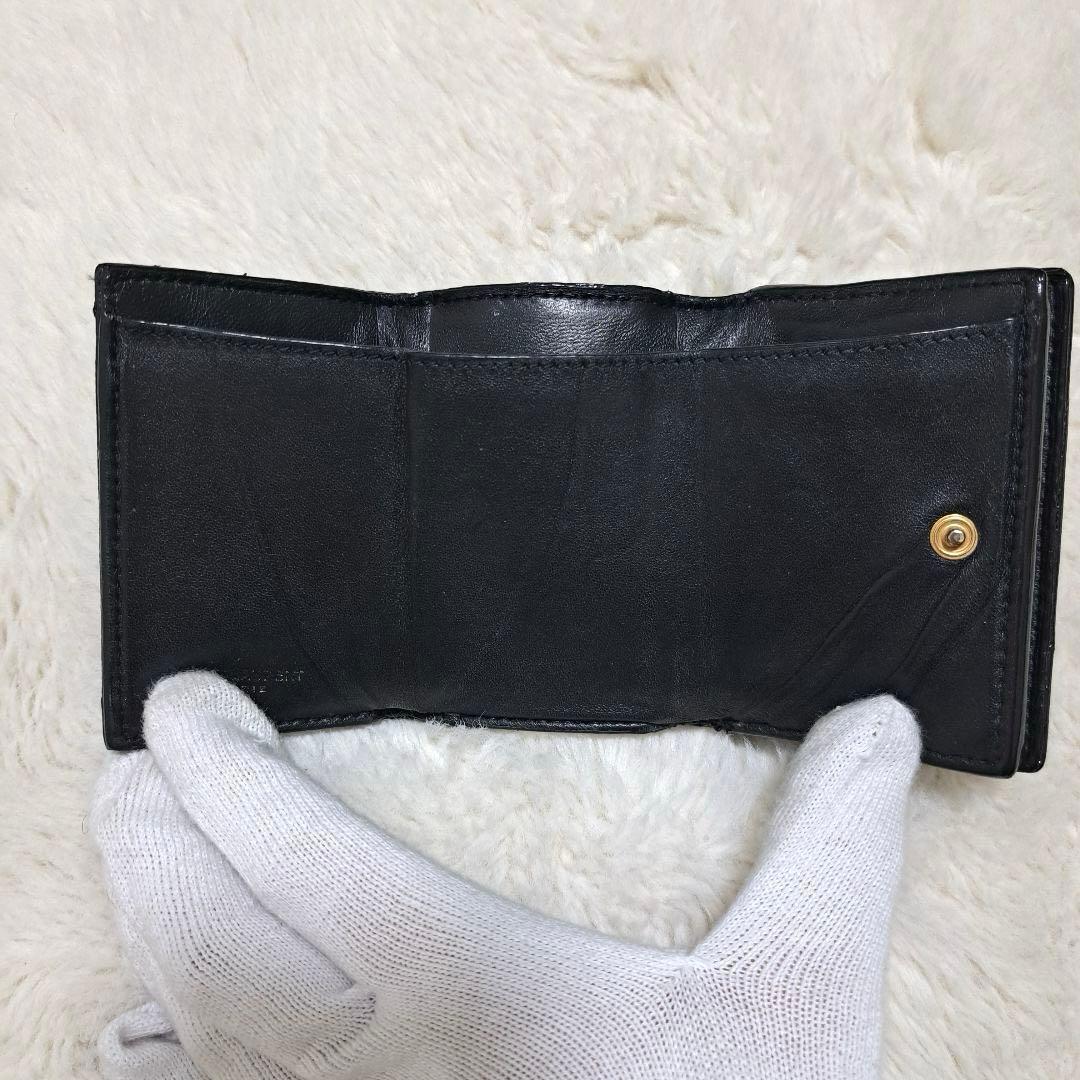 ✨美品　現行デザイン✨サンローラン　三つ折り　カサンドラ　キャビアスキン　レザー