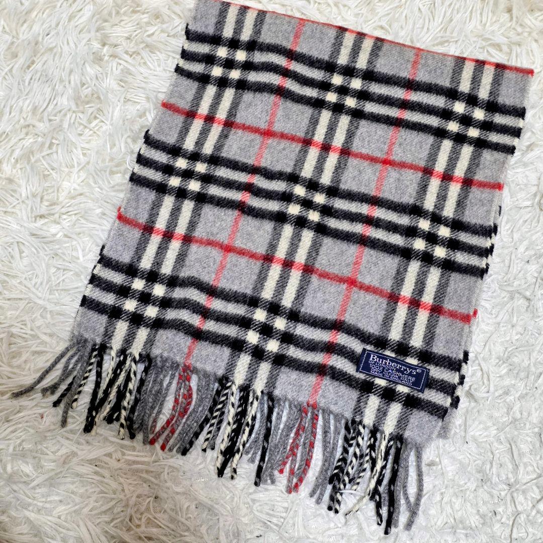 Burberry バーバリー⭐️マフラー　ノバチェック　グレー　カシミヤ