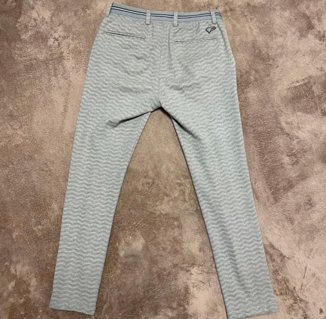 【BEAMS GOLF】総柄ライン×ロゴ ストレッチパンツ M