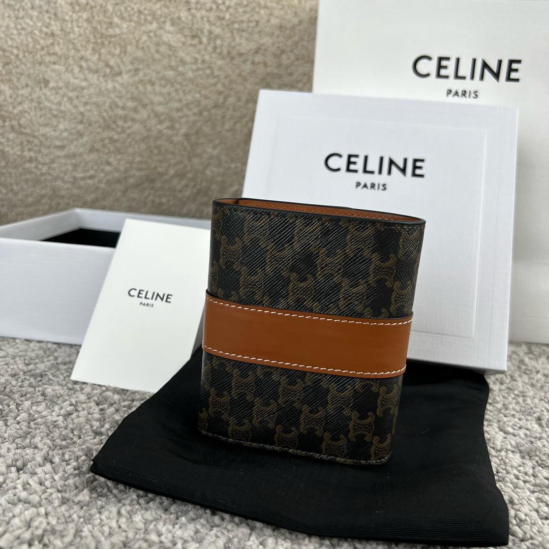 トリオンフ キャンバス 三つ折り財布 ブラウン×タン