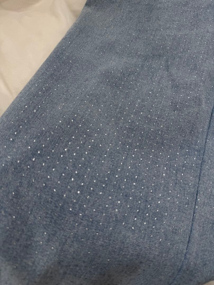m me eme エムミーエメ waist ribbon lame denim