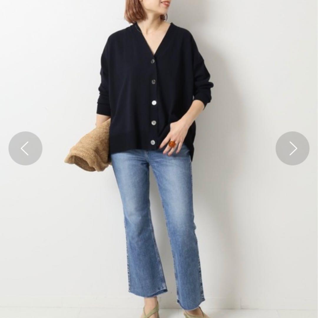 【Spick&Span】ICECOTTON BIG Vカーディガン ネイビー