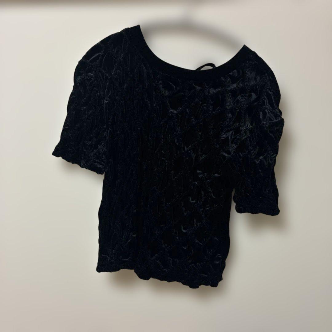 Maison Special ベロアシャーリングトップス　ブラック