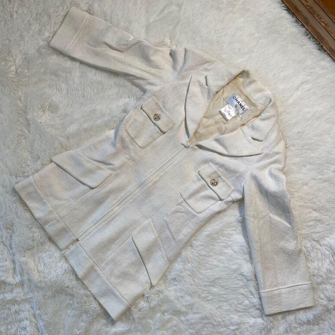 VINTAGE CHANEL コットン　ツイード　ジャケット　40